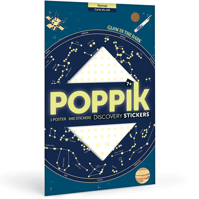 Poster géant + 640 stickers phosphorescents Carte du ciel Poppik