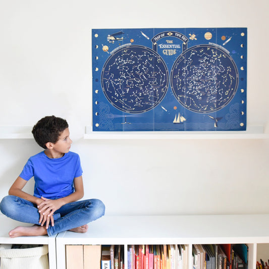 Poster géant + 640 stickers phosphorescents Carte du ciel Poppik
