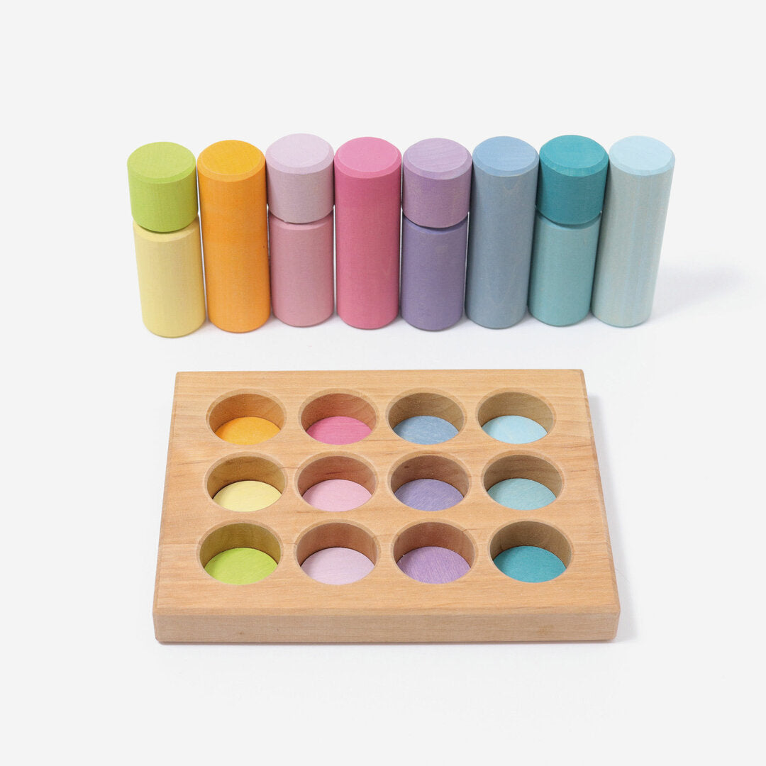 Tableau de tri et cylindres de construction Pastel Grimm's