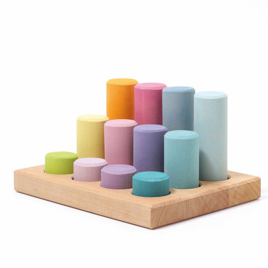 Tableau de tri et cylindres de construction Pastel Grimm's