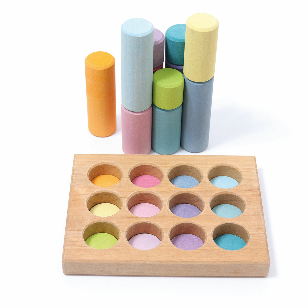 Tableau de tri et cylindres de construction Pastel Grimm's
