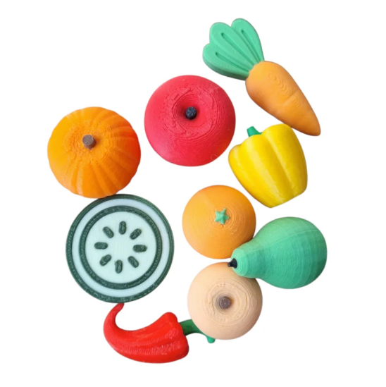 Kiddi Magic Mini's Loose parts jeu sensoriel fruits et légumes -Lot de 9