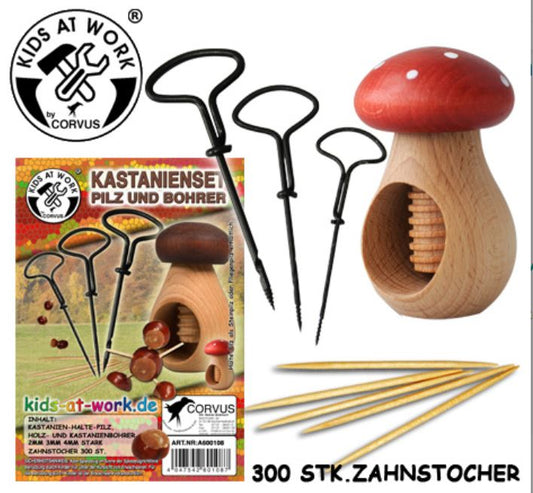 Kids at Work - Corvus Set de bricolage Champignon casse-noix rouge