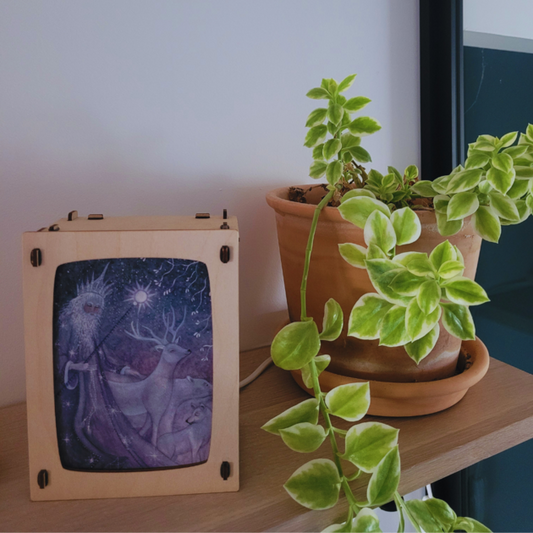 Lampe en bois pour Carte Postale