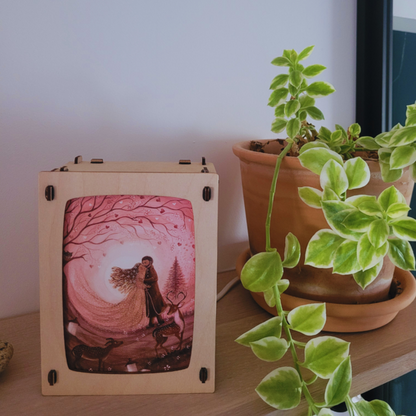Lampe en bois pour Carte Postale