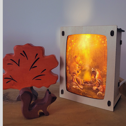Lampe en bois pour Carte Postale