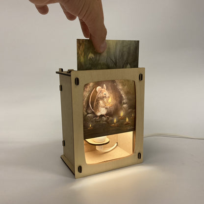 Lampe en bois pour Carte Postale