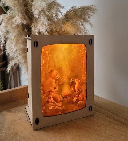 Lampe en bois pour Carte Postale