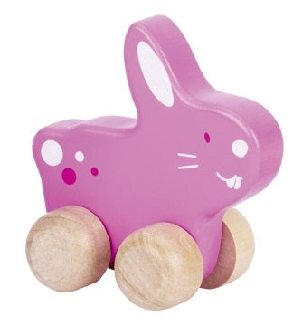 Petit lapin rose à tirer GOKI