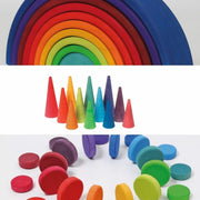 Pack Jouets libres Grimm's Arc-en-ciel + forêt + pièces en bois