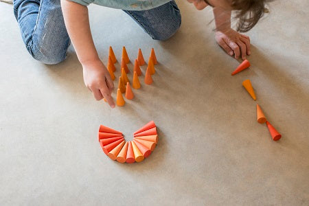 Mandala Mini cônes en bois orange - Lot de 36 Grapat