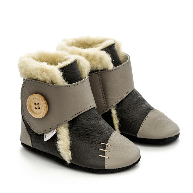 Bottines fourrées en cuir souple Liliputi Metal
