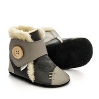 Bottines fourrées en cuir souple Liliputi Metal