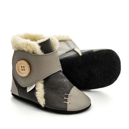 Bottines fourrées en cuir souple Liliputi Metal