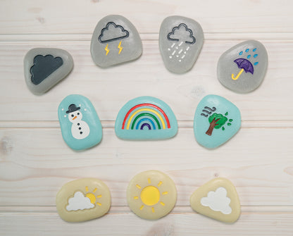 Météo Galets en pierre Yellow Door - Lot de 10