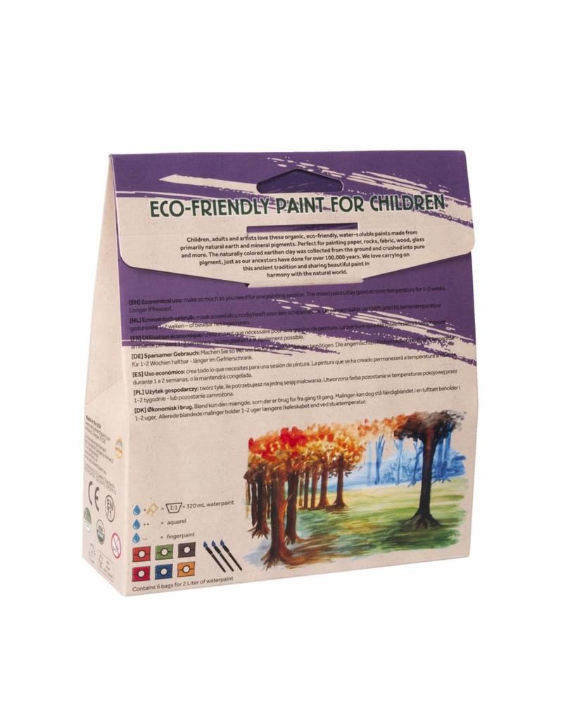 Natural Earth Paint Lot de peinture complet 6 couleurs + 3 pinceaux
