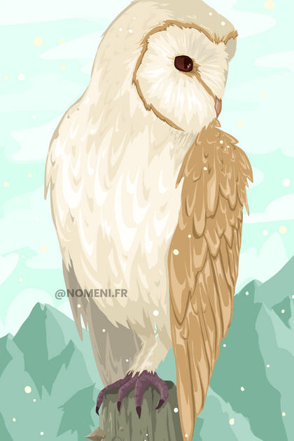 Carte Postale Hibou - Ilustratrice Nomeni