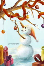 Carte Postale Bonhomme de Neige - Ilustratrice Nomeni
