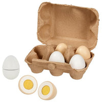 Oeufs avec scratch en bois, boite en carton Goki