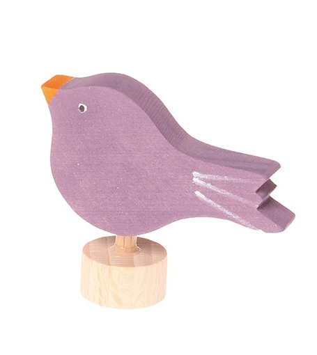 Figurine en bois Oiseau assis violet GRIMM's