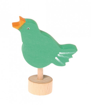 Figurine en bois Oiseau chantant vert GRIMM's