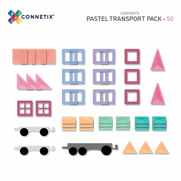 Pack de transport Pastel Jeu magnétique Connetix - Lot de 50