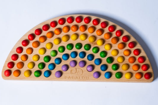 Pagalou Toys Arc-en-ciel Montessori - 88 billes en bois