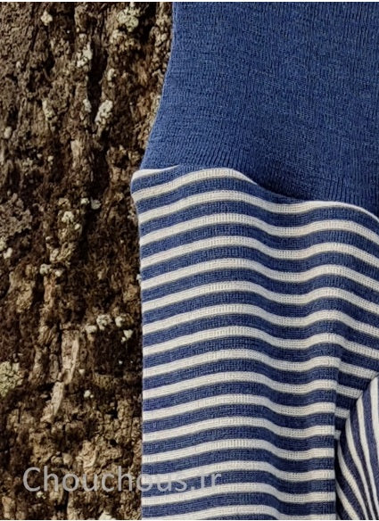 Cosilana Pantalon Bleu rayé - laine/soie