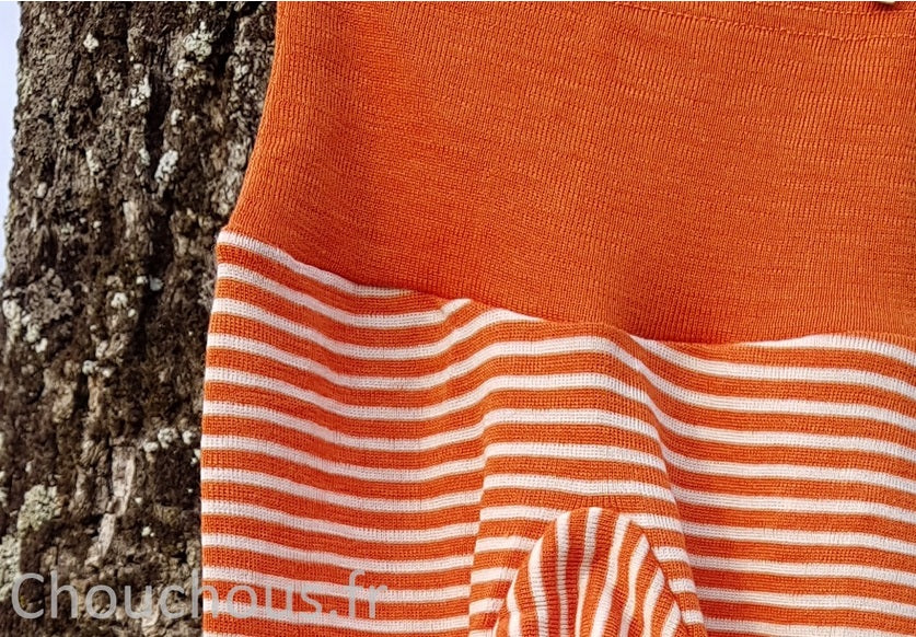 Cosilana Pantalon Orange rayé - laine/soie