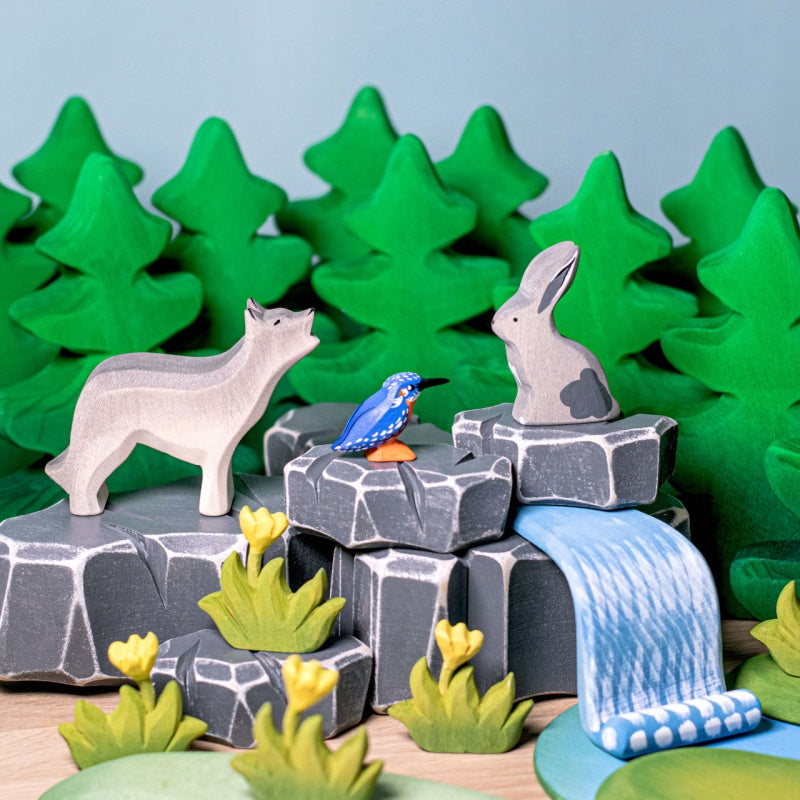 Bumbu Toys Petite herbe avec fleur Jaune en bois