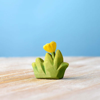 Bumbu Toys Petite herbe avec fleur Jaune en bois