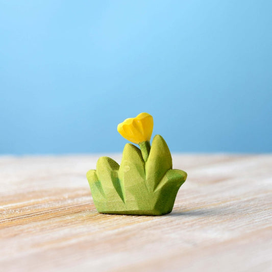 Bumbu Toys Petite herbe avec fleur Jaune en bois