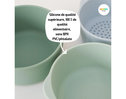 PlayTRAY Inspire My Play Lot de 3 bols Ton bleu/vert