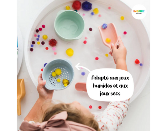 PlayTRAY Inspire My Play Lot de 3 bols Ton bleu/vert
