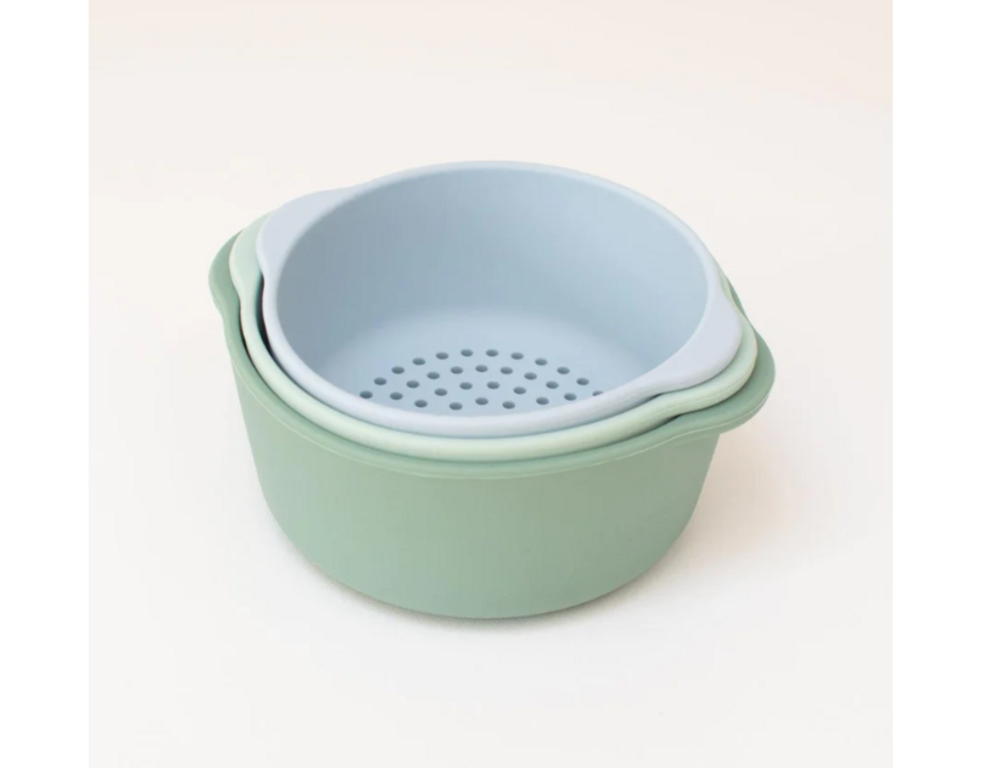 PlayTRAY Inspire My Play Lot de 3 bols Ton bleu/vert