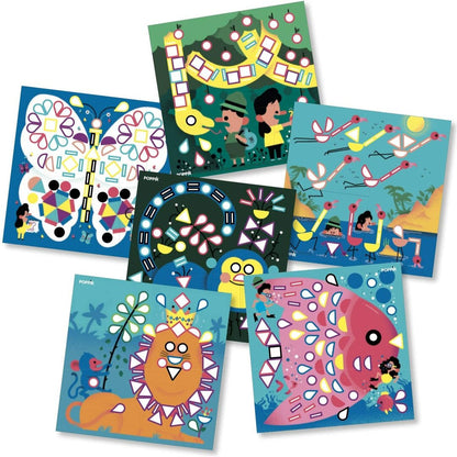 Poppik Mes cartes en stickers Animals - 6 cartes 360 stickers