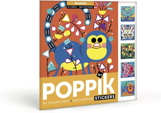 Poppik Mes cartes en stickers Animals - 6 cartes 360 stickers