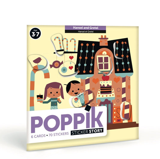 Poppik Mes cartes en stickers Hansel et Gretel - 6 cartes 70 stickers