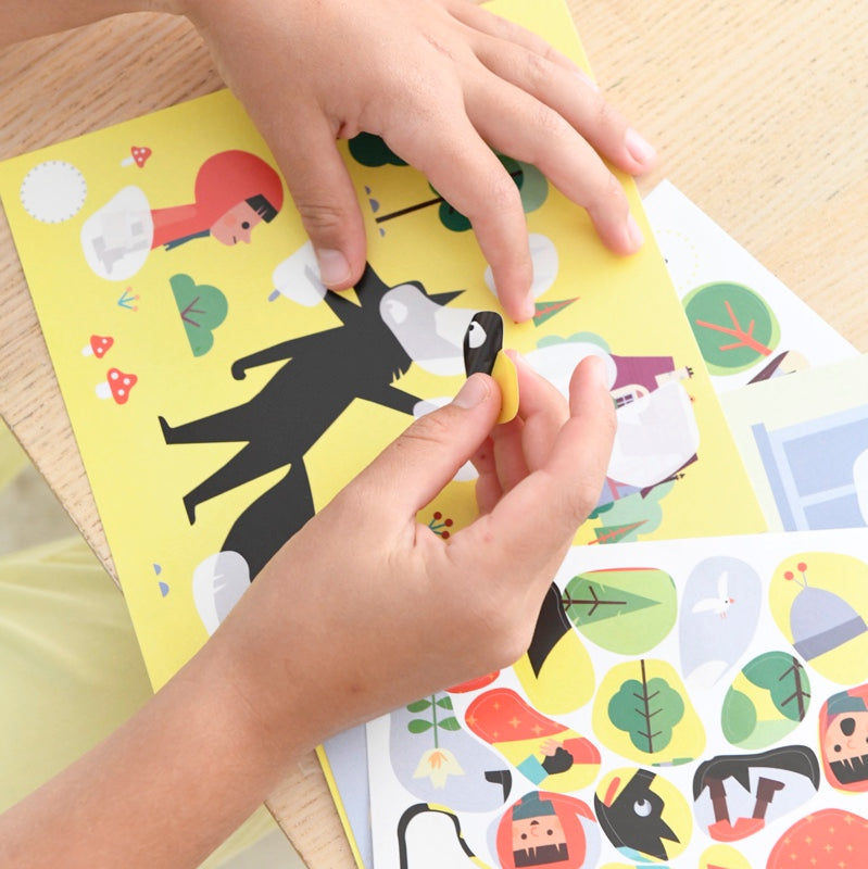 Poppik Mes cartes en stickers Petit Chaperon Rouge - 6 cartes 70 stickers
