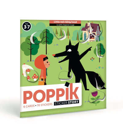 Poppik Mes cartes en stickers Petit Chaperon Rouge - 6 cartes 70 stickers