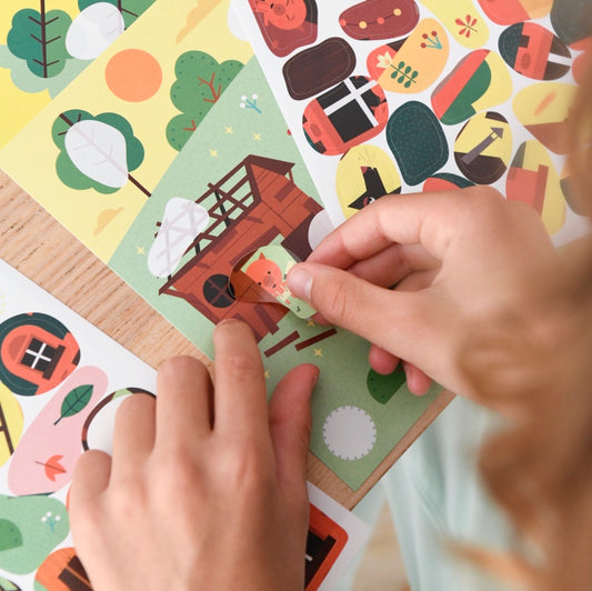 Poppik Mes cartes en stickers Trois Petits Cochons - 6 cartes 70 stickers