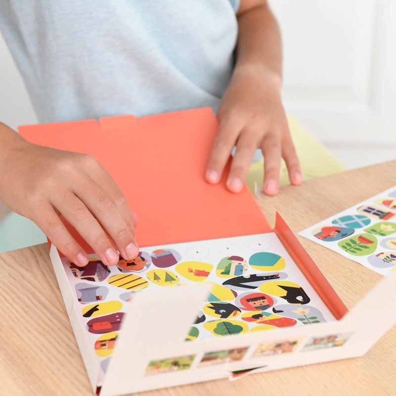 Poppik Mes cartes en stickers Trois Petits Cochons - 6 cartes 70 stickers
