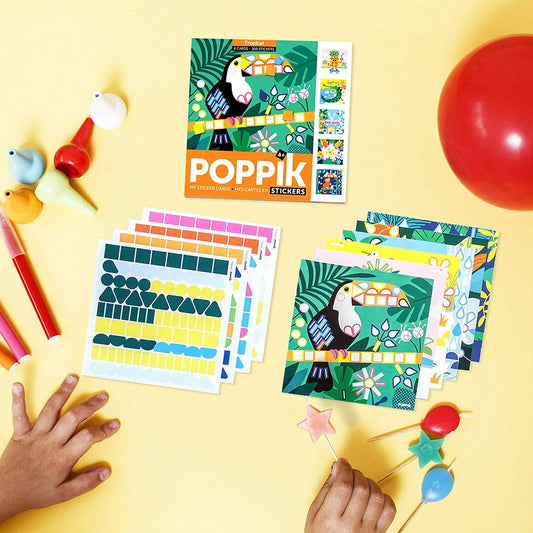 Poppik Mes cartes en stickers Tropical - 6 cartes 360 stickers