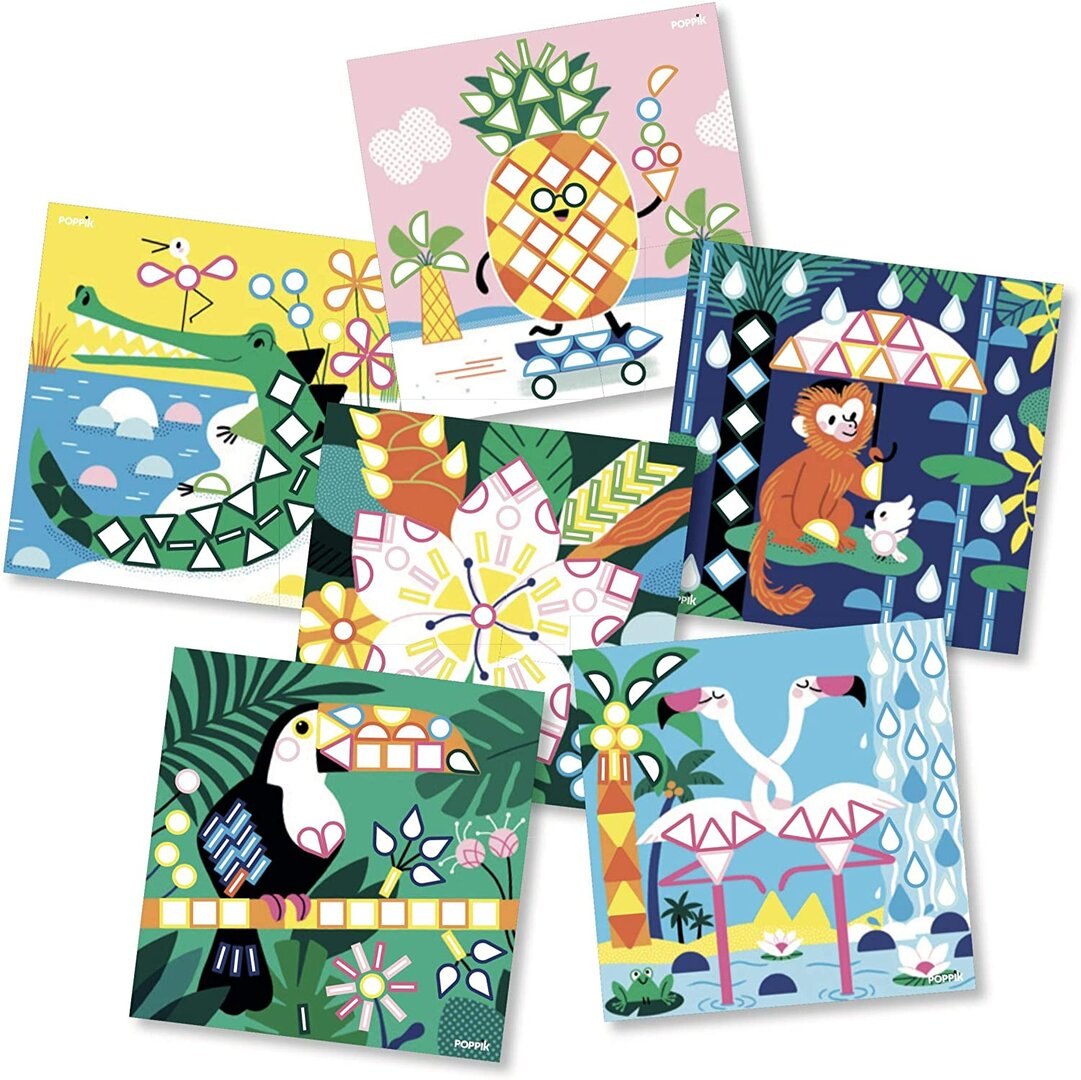 Poppik Mes cartes en stickers Tropical - 6 cartes 360 stickers