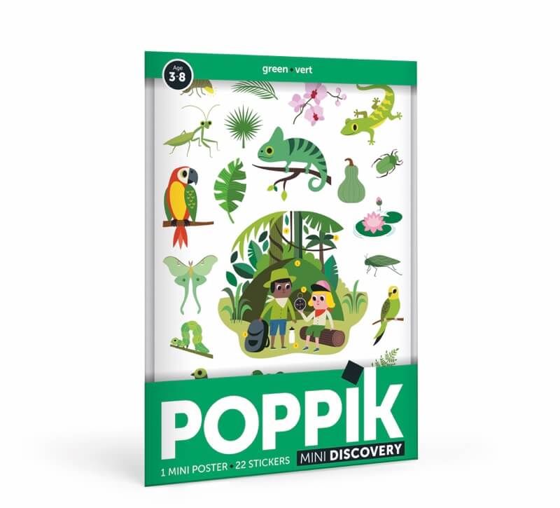 Poppik Mini Poster La jungle + 22 autocollants repositionnables 3-8 ans