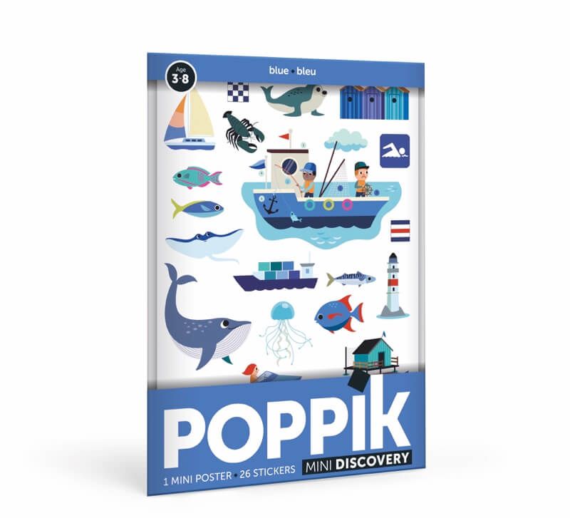 Poppik Mini Poster La mer + 26 autocollants repositionnables 3-8 ans