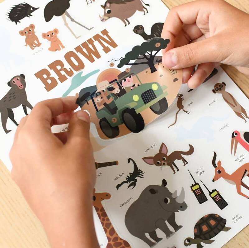 Poppik Mini Poster La savane +27 autocollants repositionnables 3-8 ans
