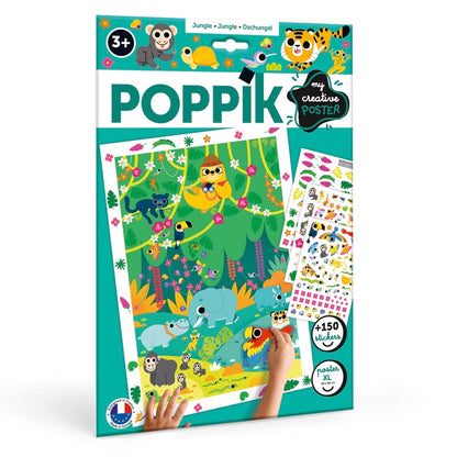 Poppik Poster Créatif La Jungle + 150 Autocollants