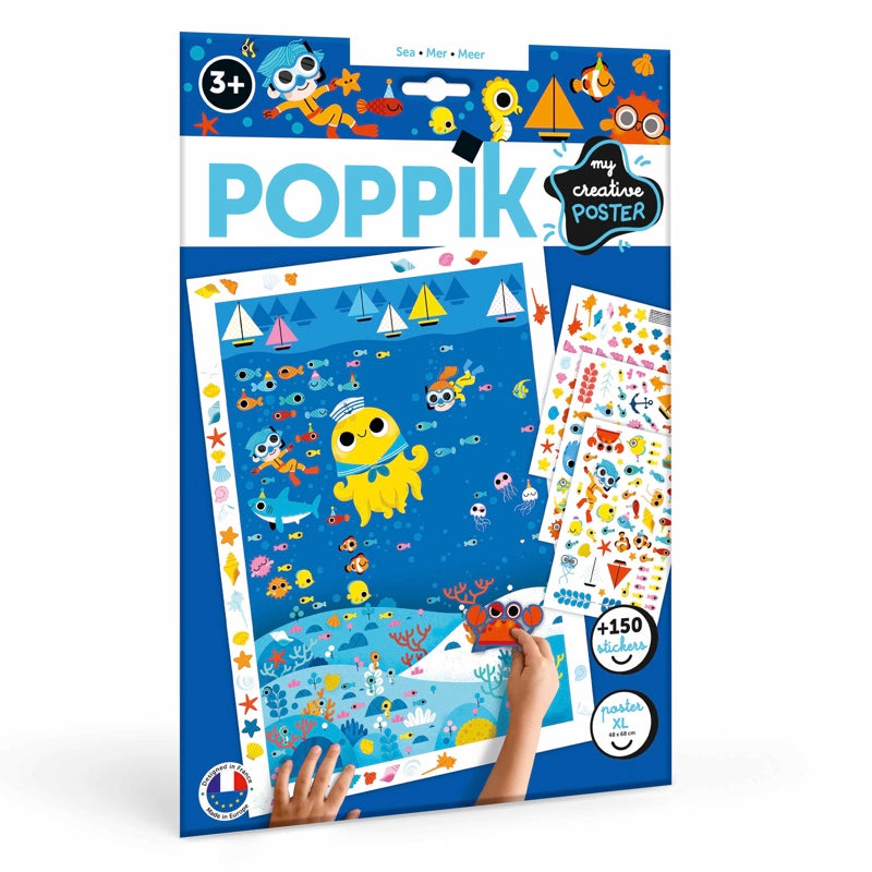 Poppik Poster Créatif La mer + 150 Autocollants