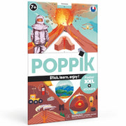 Poppik Poster pédagogique Les Volcans + 51 autocollants 7-12 ans